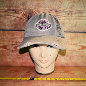 Harley Davidson Distressed Look Logo Hat Cap Adjustable Back Gray EUC